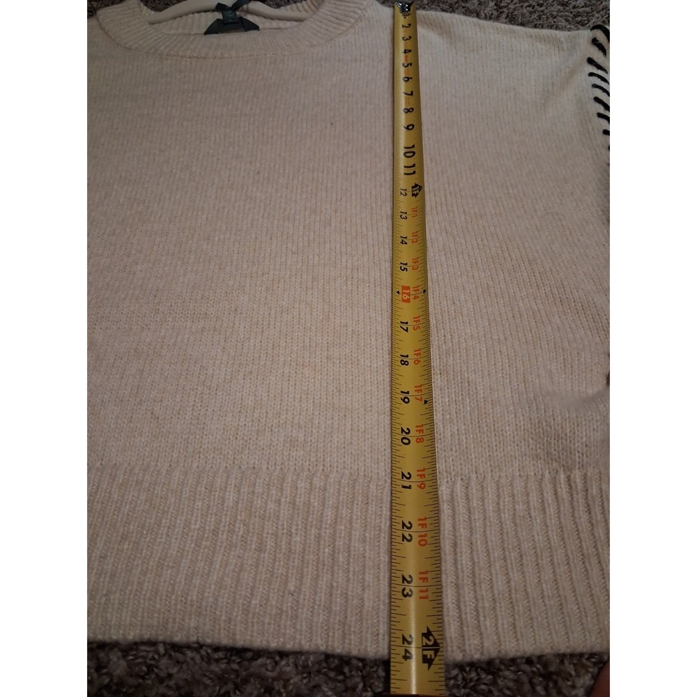 NWT Women Plus 2X Beige Cream Sweater Black Stitch Detail Long Sleeve Crewneck - Picture 8 of 11